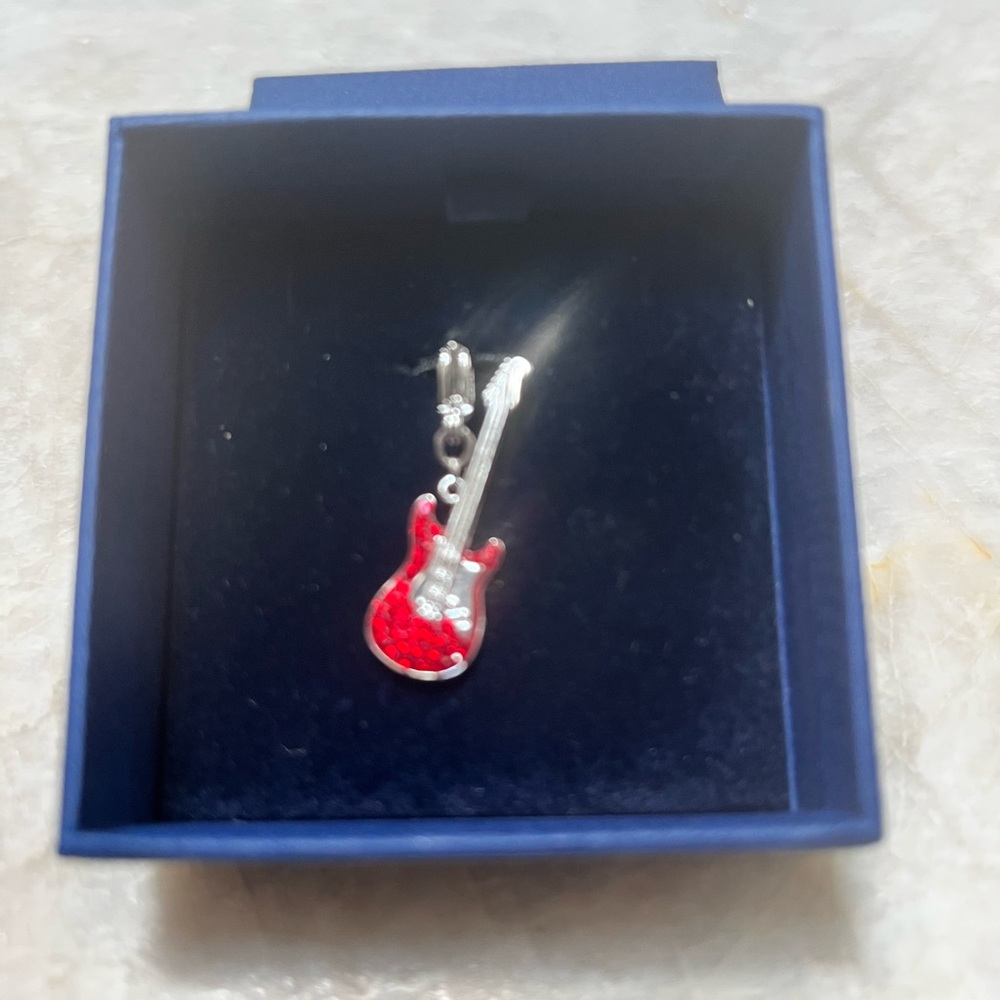 Swarovski Red and Silver Guitar Bracelet Charm